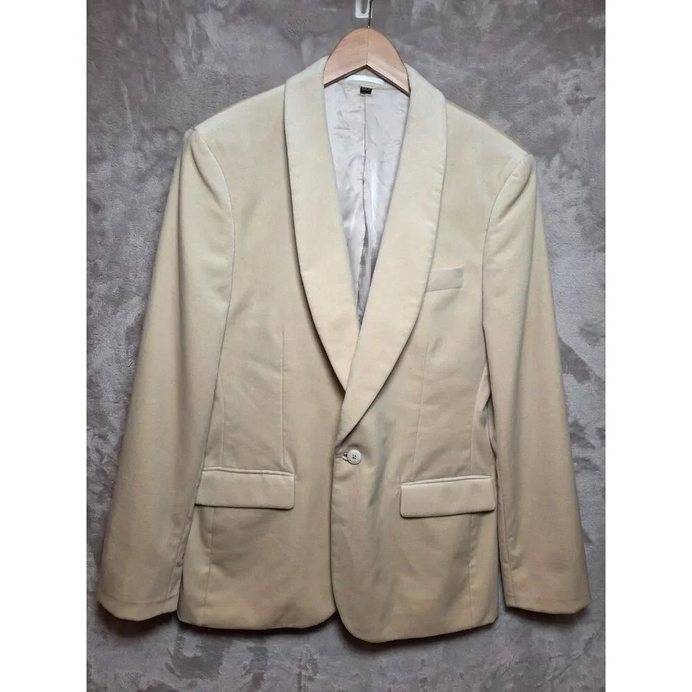 J.Crew Ludlow Velvet Shawl Collar Dinner Jacket 40R Slim Cream Blazer Sport Coat